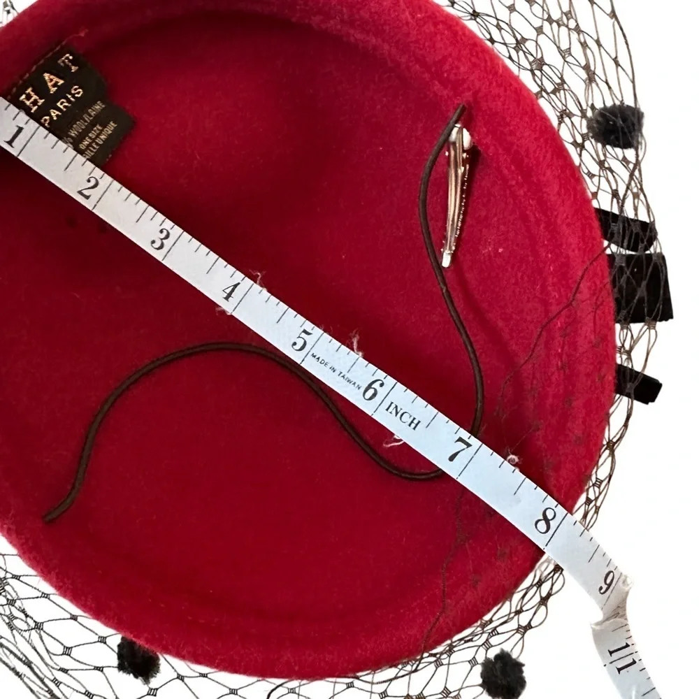 Elegant Red Fascinator with Black Accents